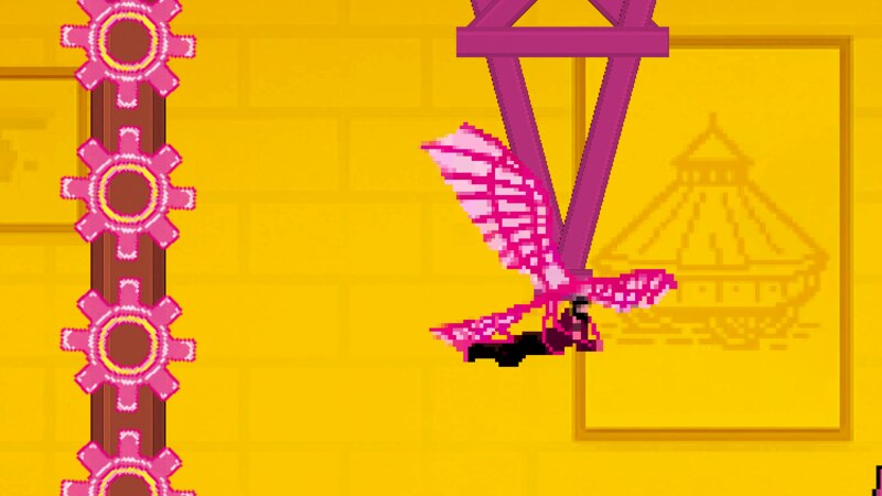 Il Volo — the winged flying machine soars past turning gears, inspired by Leonardo da Vinci